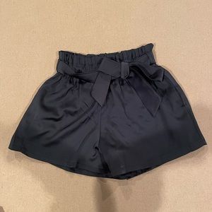 Black Silky Bowtie Shorts